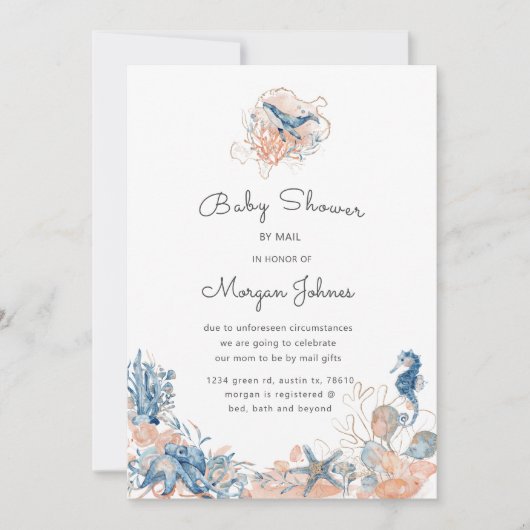 Carte baby shower de corail de la mer par courriel (Devant)