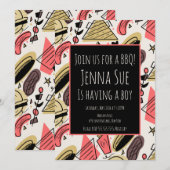 Carte Baby shower de doodles de barbecue d'été Grilling (Devant / Derrière)