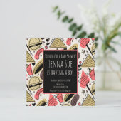 Carte Baby shower de doodles de barbecue d'été Grilling (Debout devant)