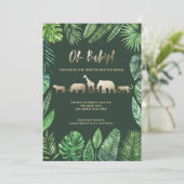 Carte Baby shower de feuillage tropical et d'animaux d'o (Debout devant)