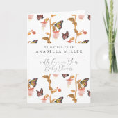 Carte Baby shower de filles papillon rose moderne Boho (Devant)