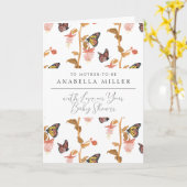 Carte Baby shower de filles papillon rose moderne Boho (Fleur jaune)