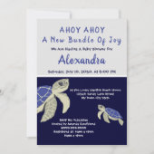 Carte Baby shower de garçon nautique bleu marine (Devant)