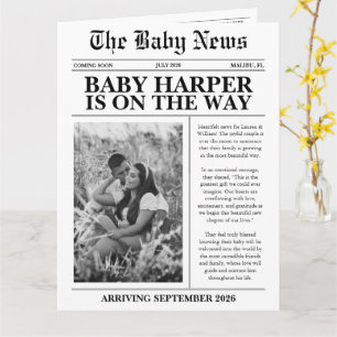 Carte Baby shower de journal photo moderne