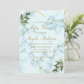 Carte Baby shower de Marbre blanc d'or de luxe Invitatio (Debout devant)