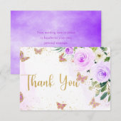 Carte Baby shower de Merci à papillon floral lavande (Devant / Derrière)