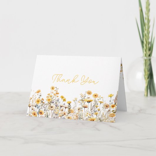 Carte Baby shower de Merci Boho Fleur sauvage jaune (Devant)