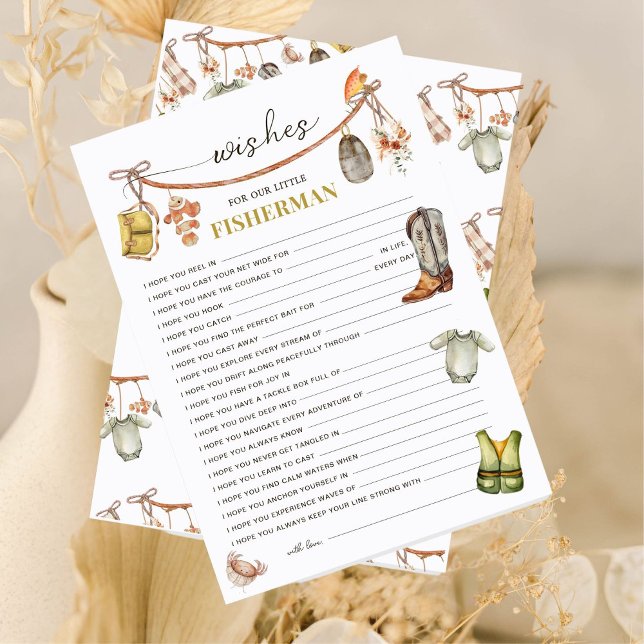 Carte Baby shower de pêche rustique souhaits pour la car (Créateur téléchargé)