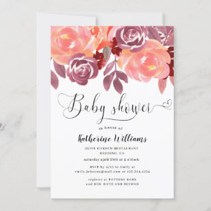 Carte baby shower de pivoines rustiques