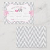 Carte Baby shower de prédictions des éléphants ros (Devant / Derrière)