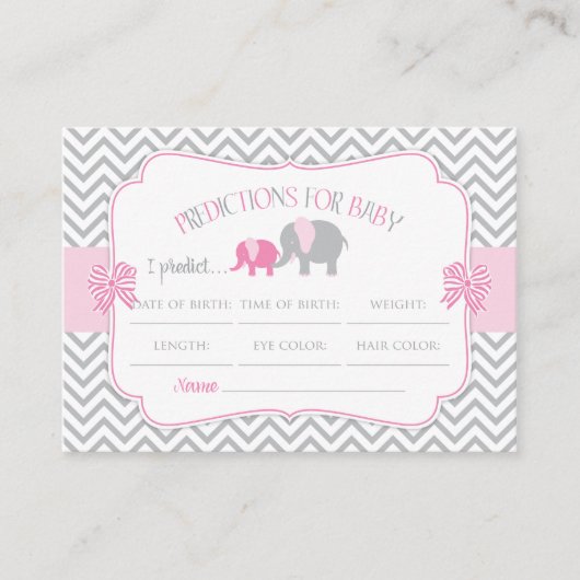 Carte Baby shower de prédictions des éléphants ros (Devant)