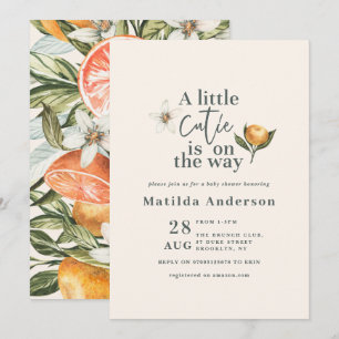 Carte Baby shower de typographie botanique de Citrus cut
