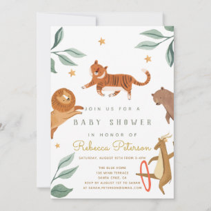 Carte Baby shower de verdure animale aquarelle invitatio