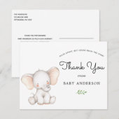 Carte Baby shower des éléphants par Merci du courrier (Devant / Derrière)
