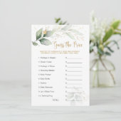 Carte Baby shower Devinez le prix Jeu de verdure Foliage (Debout devant)