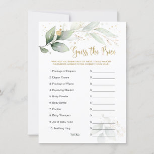 Carte Baby shower Devinez le prix Jeu de verdure Foliage