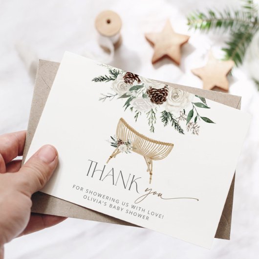 Carte Baby shower d'hiver boho nursery merci