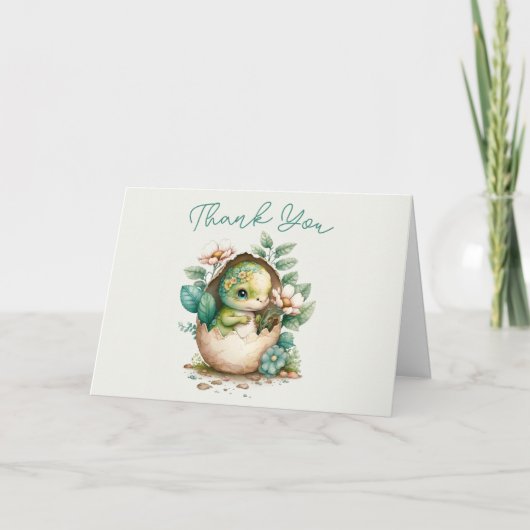 Carte Baby shower d'oeuf Dinosaure Floral Aquarelle TY (Devant)