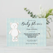Carte Baby shower d'ours en peluche mignon | Jacquard bl (Debout devant)