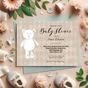 Carte Baby shower d'ours en peluche mignon   Jacquard Ta