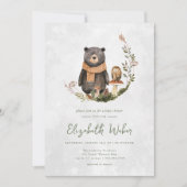 Carte Baby shower d'ours forestier d'automne (Devant)