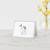 Carte Baby shower éléphant bleu français (Fleur jaune)