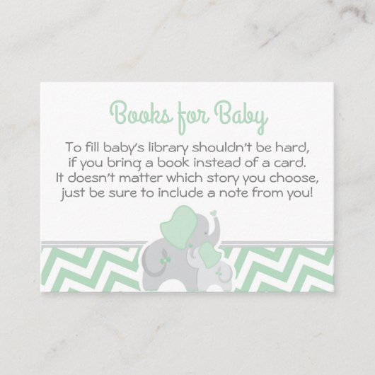 Carte Baby shower Elephant Carte Livre Mint Green  (Devant)