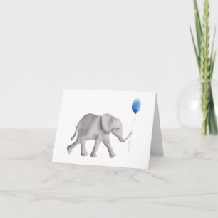Carte Baby shower Elephant Merci Cartes, Bleu