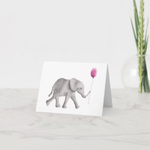 Carte Baby shower Elephant Merci Cartes, Rose
