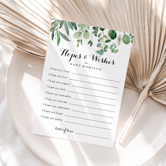 Carte Baby shower Eucalyptus Vert