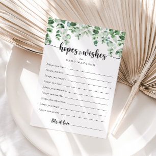 Carte Baby shower Eucalyptus Vert