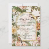 Carte Baby Shower Fille avec Aquarelle Botanique Fleurs (Devant)