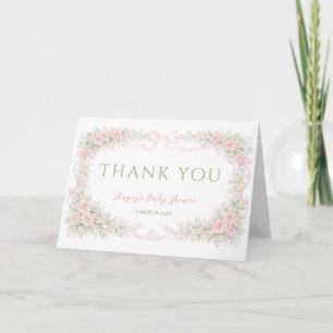 Carte Baby-Shower Fille Bébé en Fleur avec Ruban Floral