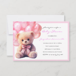 Carte Baby Shower Fille Ourson Rose C'est une Fille