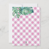 Carte Baby shower Flamant rose Feuille tropical (Dos)
