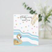 Carte baby shower "Flamant rose maman & bébé" (Debout devant)