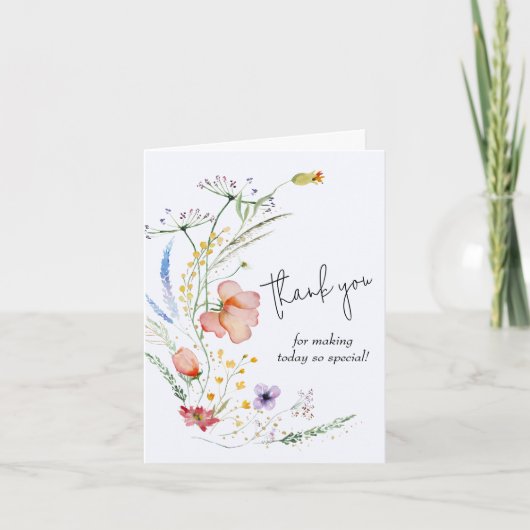 Carte Baby shower fleur sauvage Boy Merci (Devant)