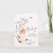 Carte Baby shower fleur sauvage Merci (Devant)