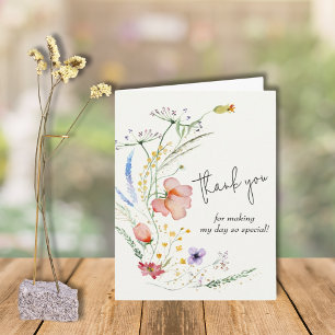 Carte Baby shower fleur sauvage Merci vert