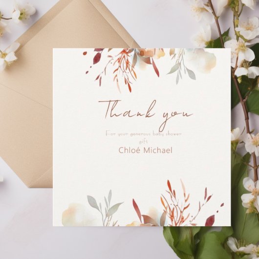 Carte Baby shower fleur sauvage simple