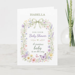 Carte Baby Shower Fleurs Papillons Genre Neutre