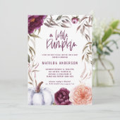 Carte Baby shower floral de petite citrouille (Debout devant)