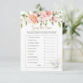 Carte Baby shower Floral devine le jeu du prix (Debout devant)