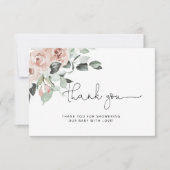 Carte Baby shower floral Dusty rose merci (Devant)