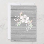 Carte Baby shower floral en bois gris rustique Invitatio (Dos)