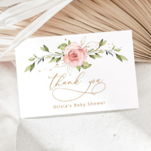 Carte Baby shower floral or roux merci