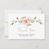 Carte Baby shower floral or roux merci (Devant)