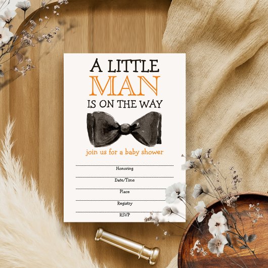 Carte Baby shower garçon de la cravate Little Man Bow