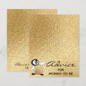 Carte baby shower "Gold Baby Penguin" (Devant / Derrière)