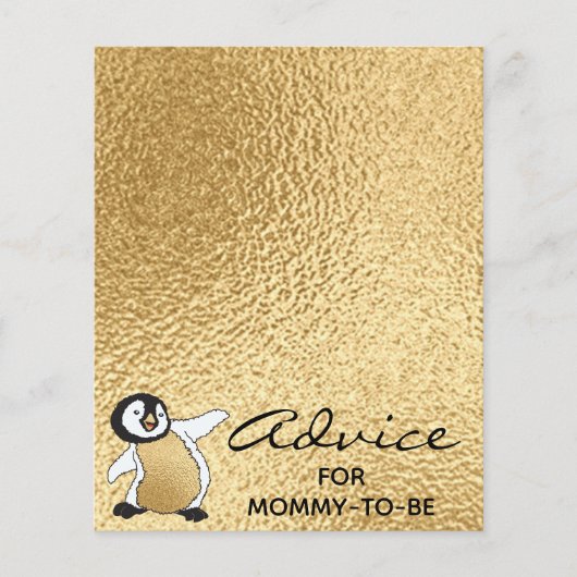Carte baby shower "Gold Baby Penguin" (Devant)